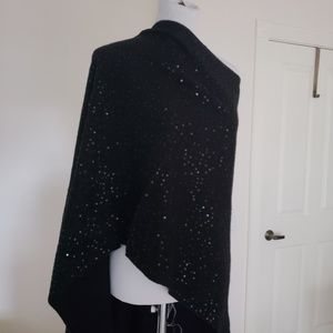 BLACK CASHMERE SEQUINNED PONCH0/TOPPER